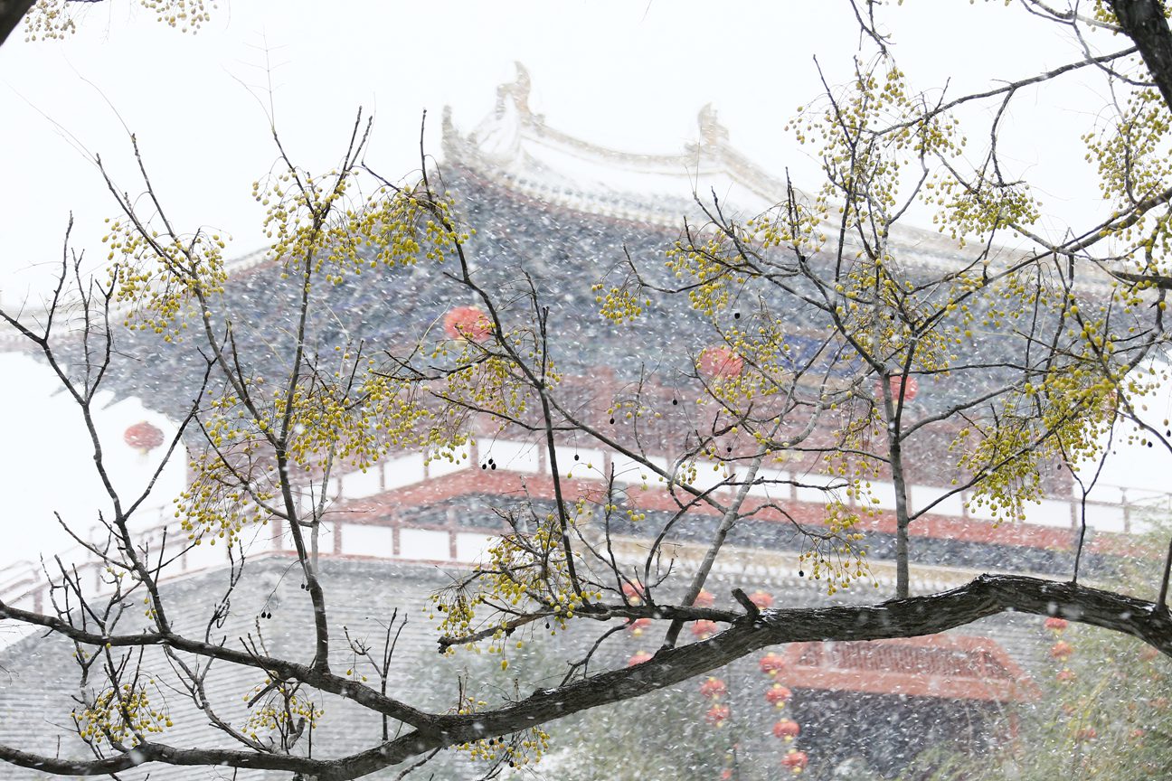 一场雪,清明上河园美成了一幅水墨画…… 一场雪,清明上河园美成了一幅水墨画……